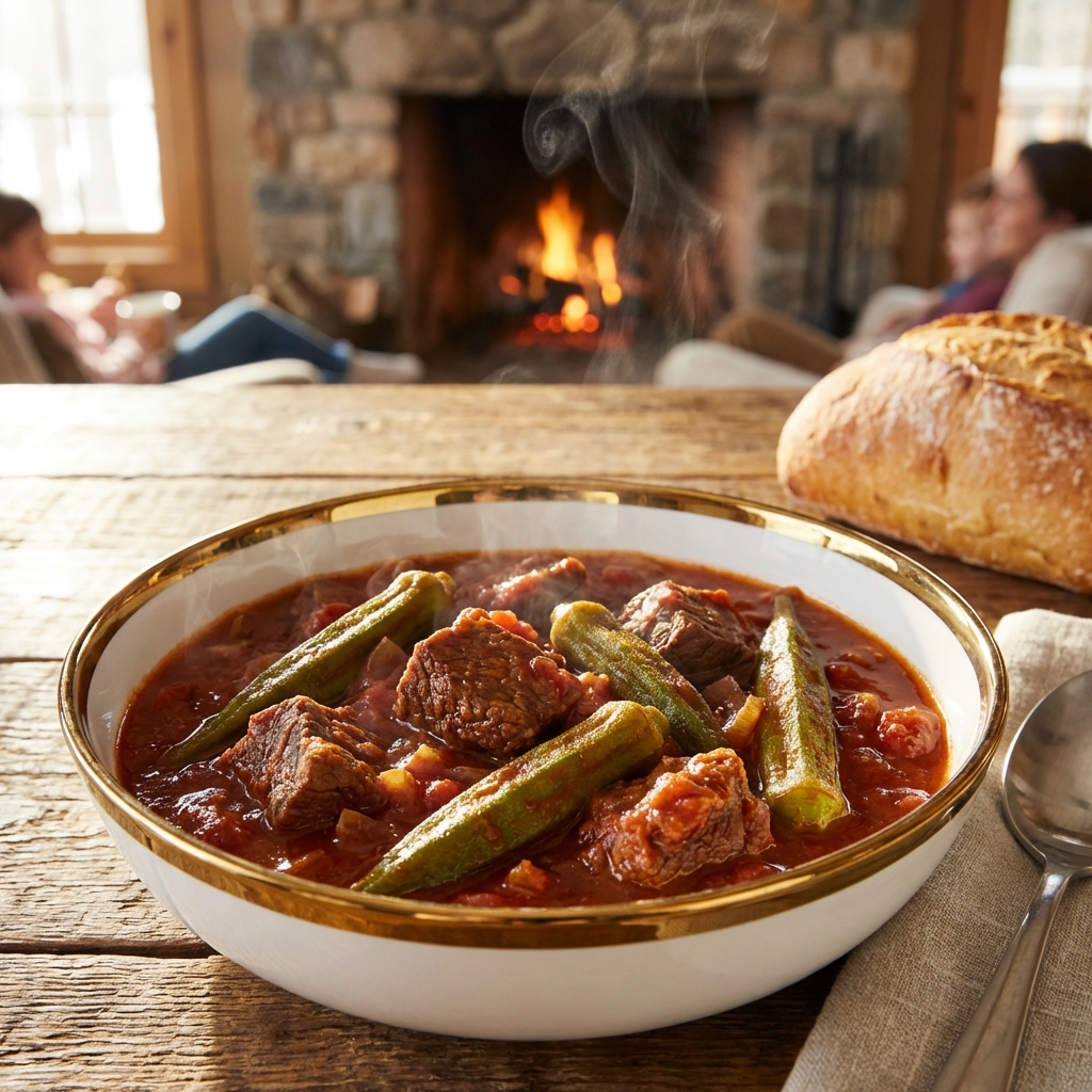 Delicious Bamia Okra Stew with Beef Recipe