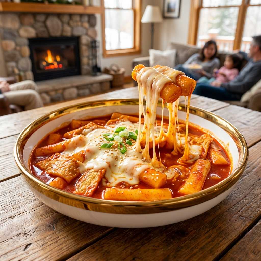 Delicious Creamy Cheese Tteokbokki Korean Spicy Rice Cakes