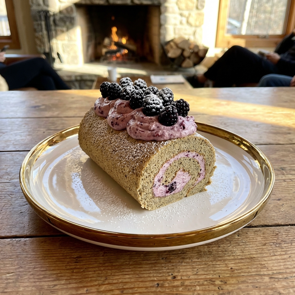 Earl Grey Chiffon Cake Roll with Blackberry Cream