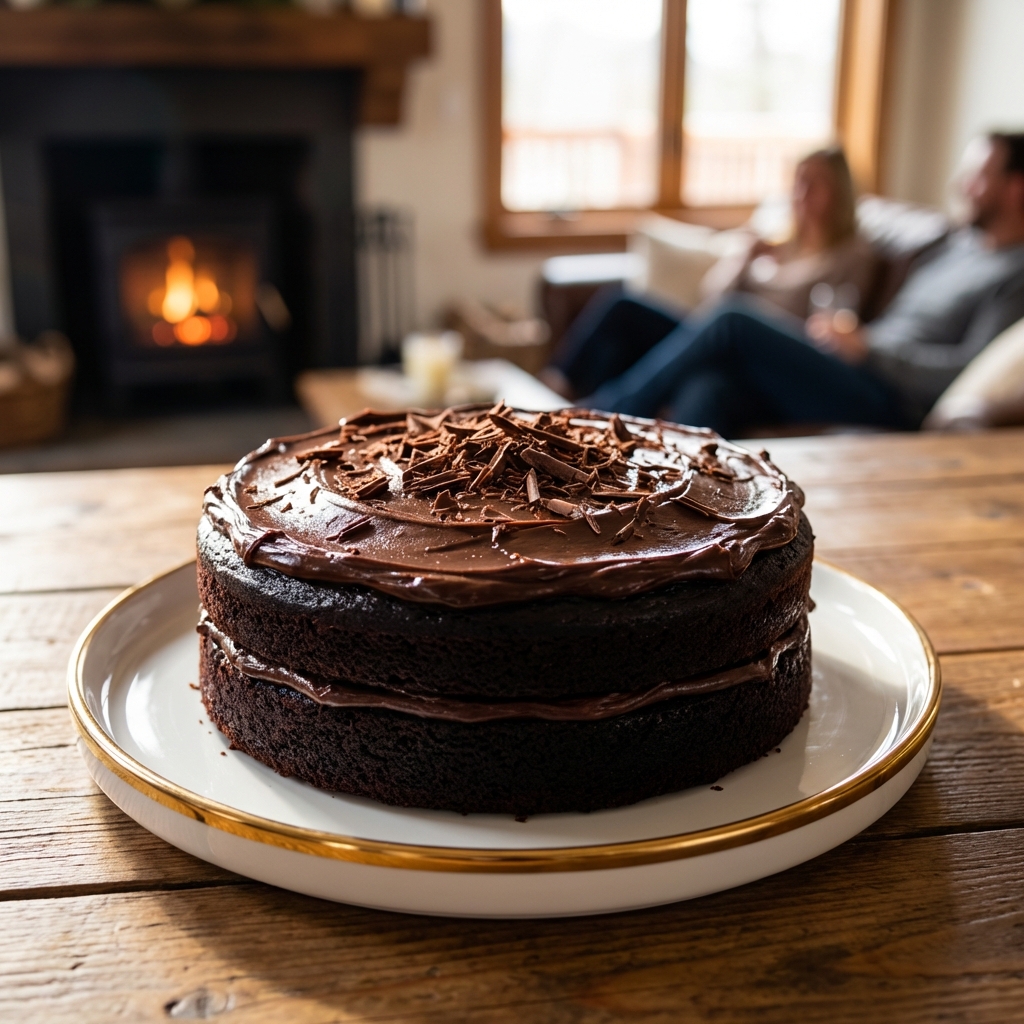 Easy Black Velvet Cake with Dark Chocolate Butterc
