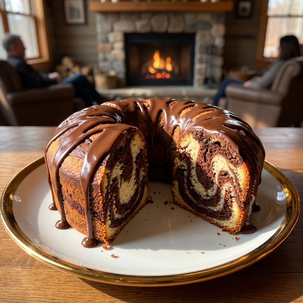 Easy Marble Cake with Chocolate Ganache Recipe Del