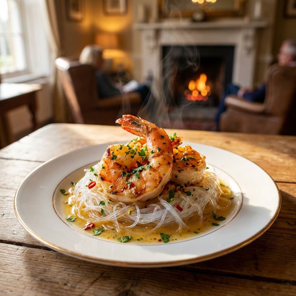 Savory Garlic Butter Prawns with Glass Noodles Recipe