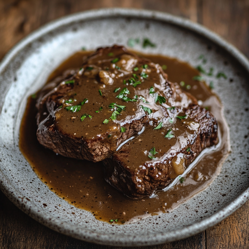 Gestoofde Cube Steak met Saus in de Slowcooker