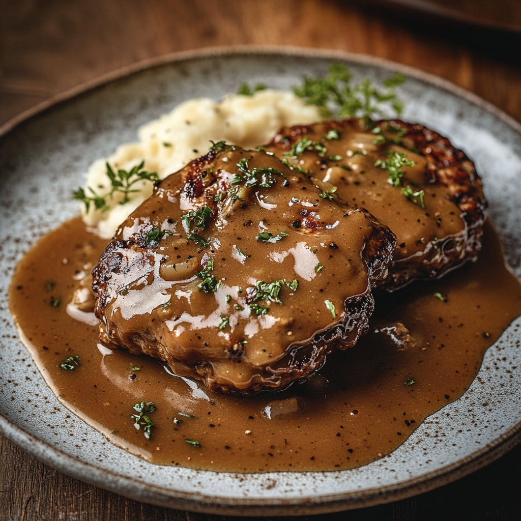 Salisbury Steak met Saus voor een Verrukkelijk Diner