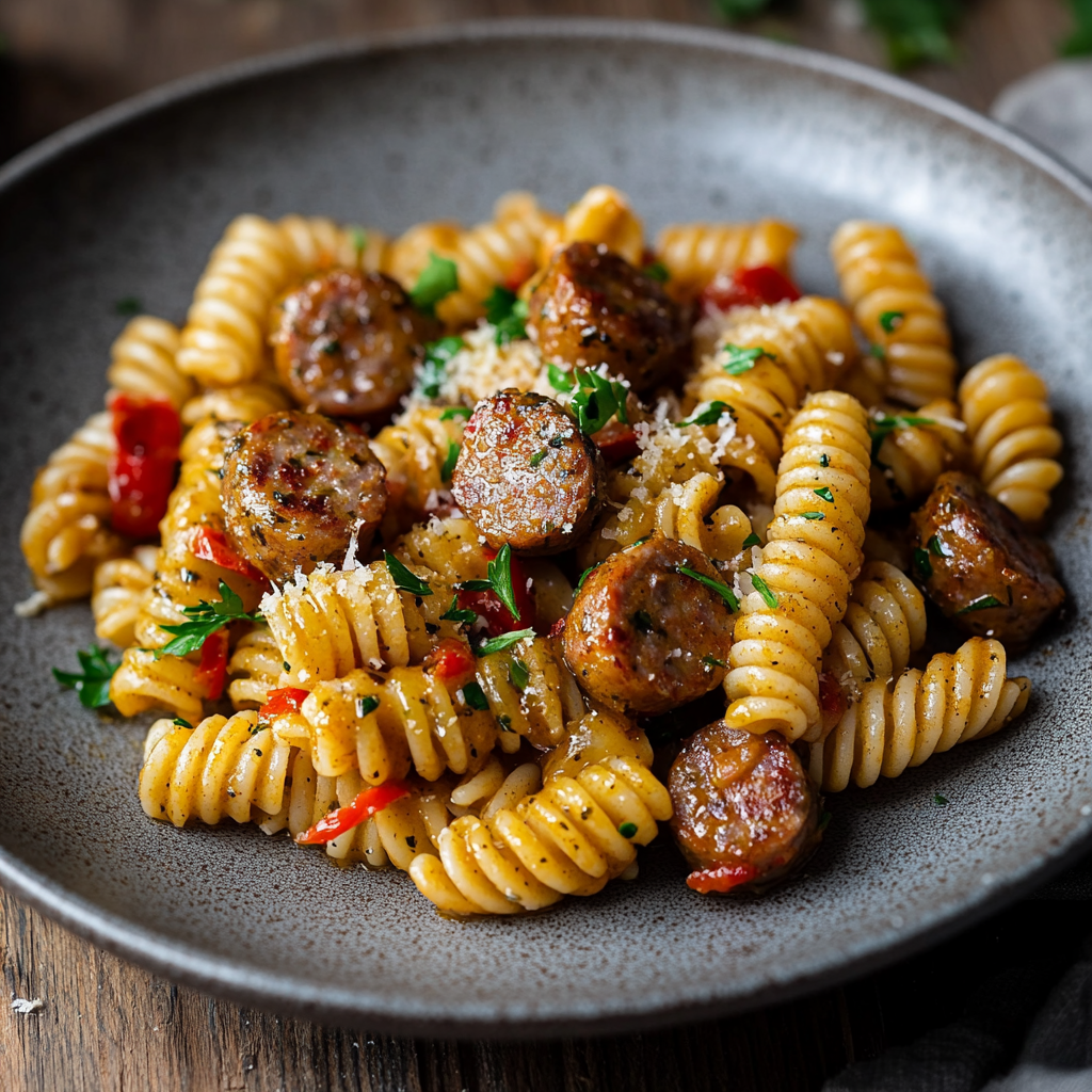 Cajun Worst Pasta met een Pittige Twist