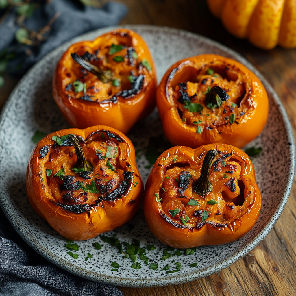 Jack OLantern Stuffed Peppers Recipe for Halloween