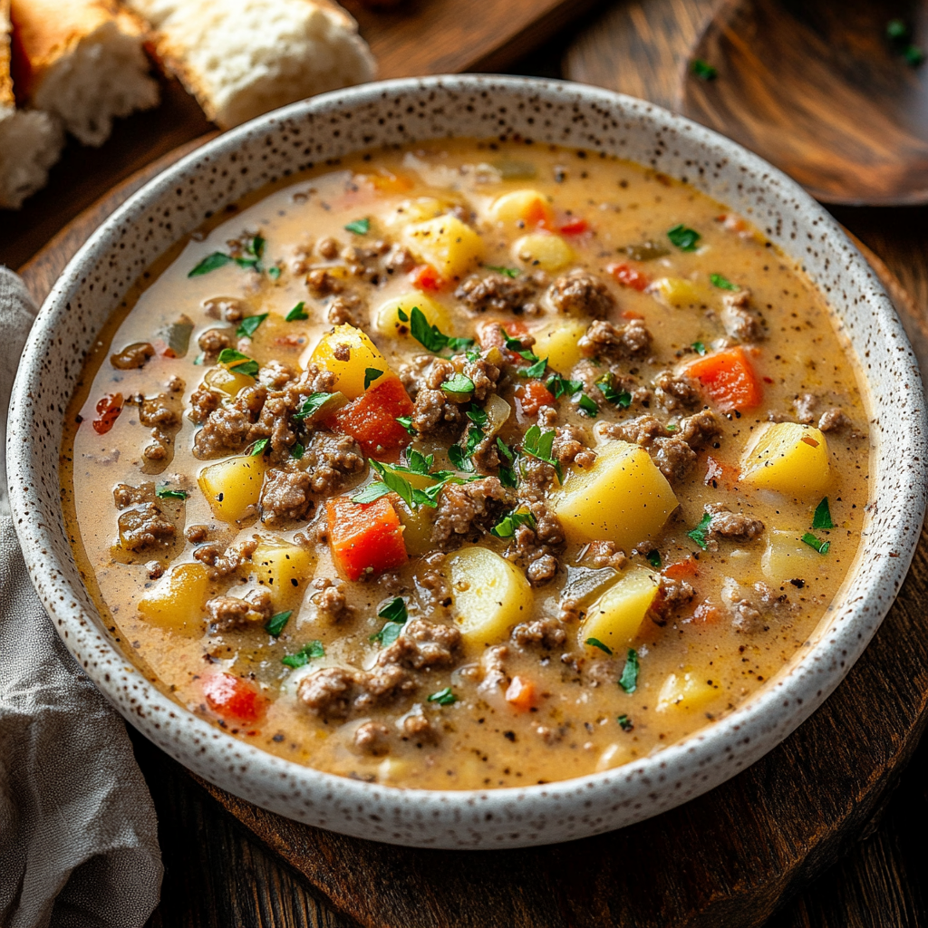 Delicious Crock Pot Hamburger Potato Soup Recipe