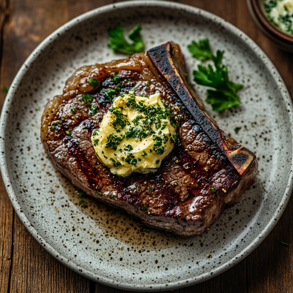 Delicious Grilled Ribeye with Herb Butter Recipe