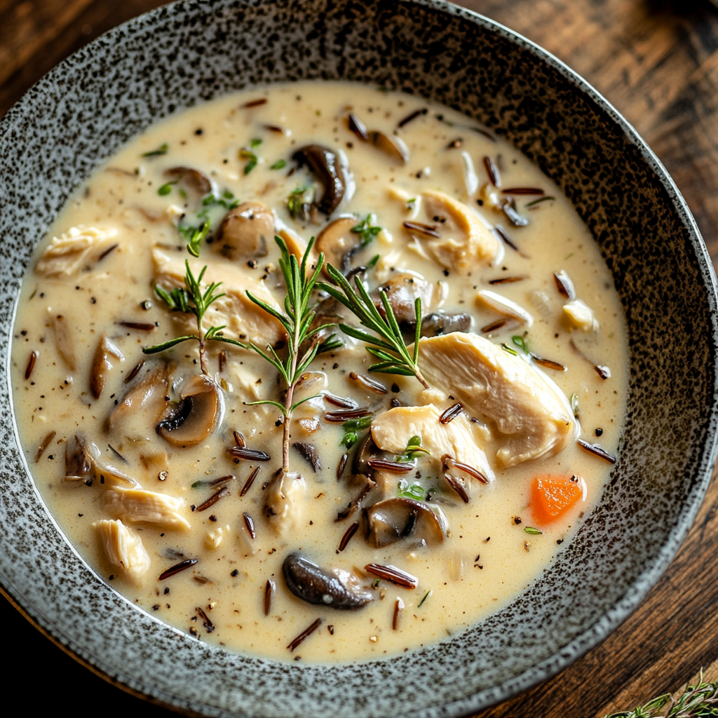 Creamy Mushroom Chicken and Wild Rice Soup Recipe